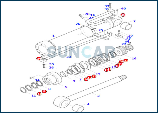 2440-9234KT 24409234KT Boom Cylinder Repair Seal Kit For DOOSAN DH210W-7