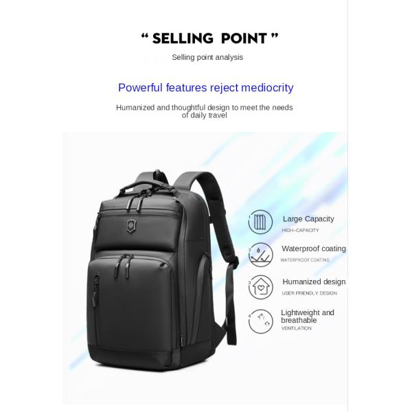 Nylon Lining Large Capacity Oxford Anti Theft Backpack 35 Litre