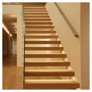 China Solid Wood Floating Staircase , Timber Steps Indoor Wood Stairs wholesale