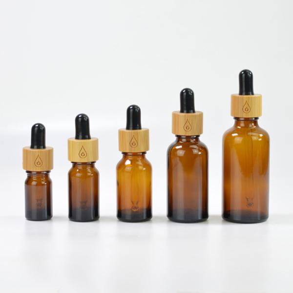 Essential Oil Frosted Bamboo Dropper Glass Bottle in 1oz 2oz 5ml 15ml 30ml with Easy and Cosmetic Serum Box