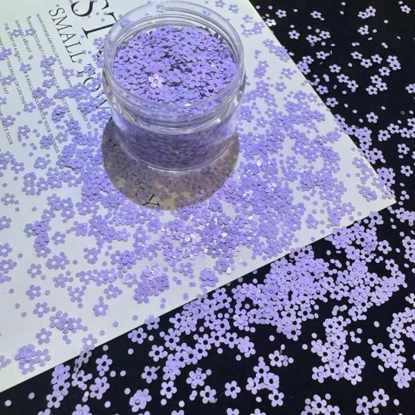 Polyester Plum Blossom Flowers Nail Art Glitter Sequins Acrylic Powder Star Heart Bulk Bagged Minimum 1kg with 3mm Sequins