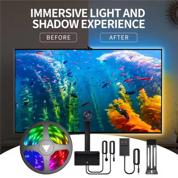 3.8m 12.5ft ROLL Alexa Google Home Ambient 55-65inches Assistant Sync Smart Wifi Immersion TV LED Backlights With Camera