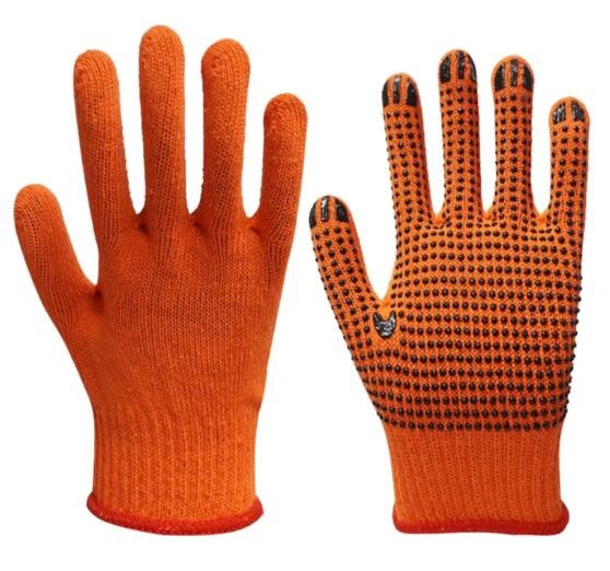 Hi Vis Orange Cotton Gloves 7 Gauge / 10 Gauge PVC Dot Gloves