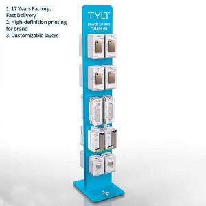 China Customized moblie acrylic/metal/plastic cheap cell phone case shop display rack with hooks on sale
