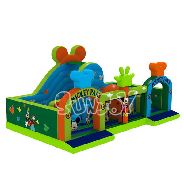 Quality Double Stitched Mickey Park Inflatable Playground Slides for sale