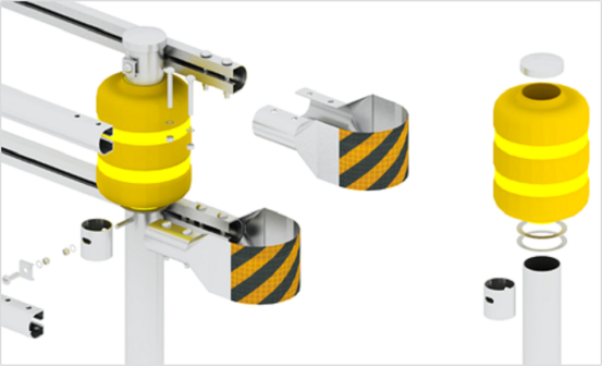 Traffic Safety ISO Standard EVA Buckets Rolling Guardrail Barrier For Highway