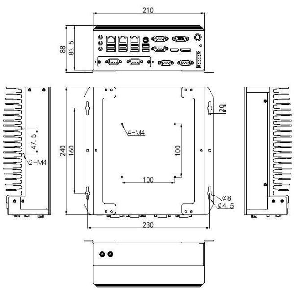 IBOX-708C Fanless Industrial Mini PC With 8GB DDR4 Quad Core I7 6700T