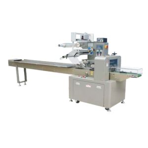 China 3kw 90bags/Min Horizontal Flow Wrap Packing Machine Bread Food Packing Single Jaw on sale