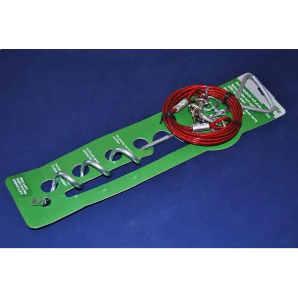 12 Feet PVC Coated Dog Tie Out Cable And Stake Pet Accessories Solid Pattern