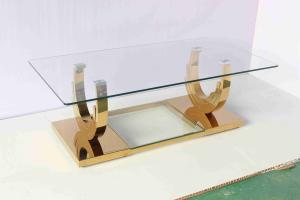 China Ti Gold U Shaped Base 2 Piece Coffee Table Set Living Room Home Furniture wholesale