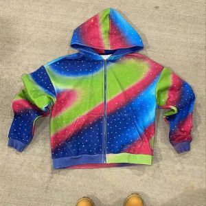 China Vintage Oversized Rhinestone Graphic Hoodie No String Spray Painting Sun Faded Hoodie on sale
