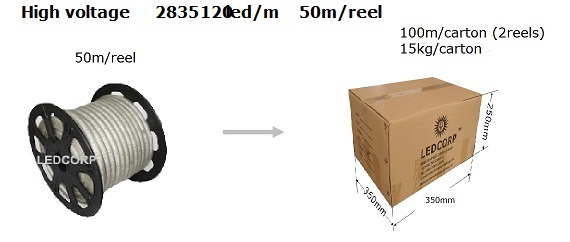 10W / M 2835 120LED Ceiling High Voltage Flexible LED Strip Warm White CE RoHS 110 / 220V
