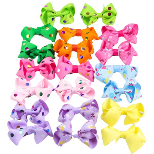 Various Color Girls Hair Ribbons , Butterfly Shape Fancy 3 Inch Hair Bows