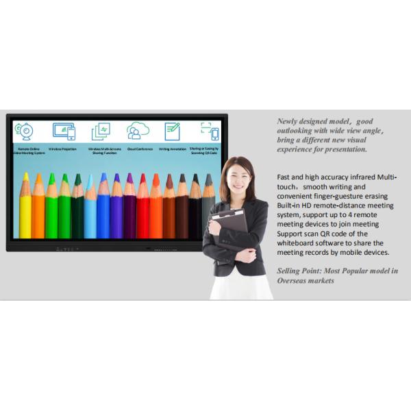 16 9 LCD Smart Board , 75 inch Interactive Flat Panel