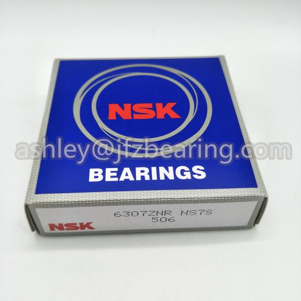 NSK Bearing 6307ZNR Single Row Deep Groove Radial Ball Bearing with Snap Ring, Normal Clearance, Steel Cage, 35 mm Bore