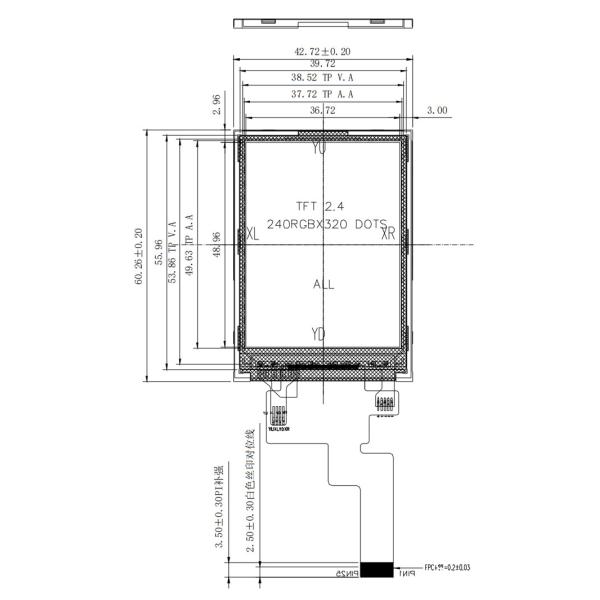 IPS QVGA TFT LCD Display 240x320 With Resistive Touch 2.4" Inch