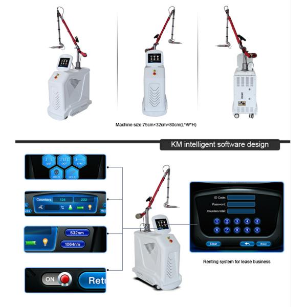 4 Wavelengths Nd YAG Q Switch Laser Machine Tattoo Removal Stationary Style