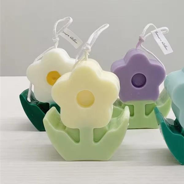 Quality Mall Flower Candle Mold Soap Mold Reusable Silicone Mold for sale