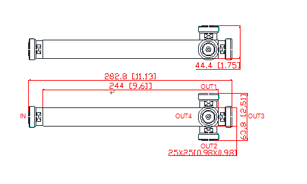 550/698-4000MHz DIN Female Low PIM -165dbc 4 Way Reactive Power Splitter For DAS IBS