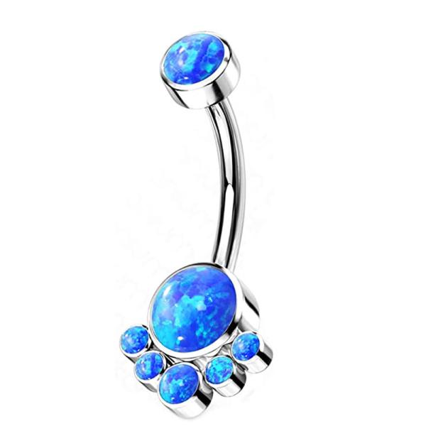 Quality 10mm 14G Titanium Piercing Jewelry Blue Synthetic Opal Stone for sale
