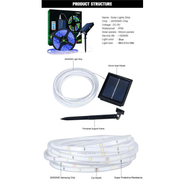 Dimmable SMD2835 Solar Strip Light Stable For Christmas Party