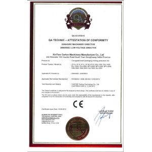 HeBei Xin-Tian Carton Machinery manufacturing co.,ltd Certifications