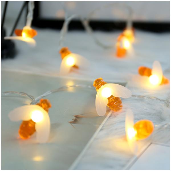Solar String Lights LED Bee Fairy Copper Wire Waterproof Outdoor String Lights for Garden Patio Gate Yard Party Wedding Outdoor