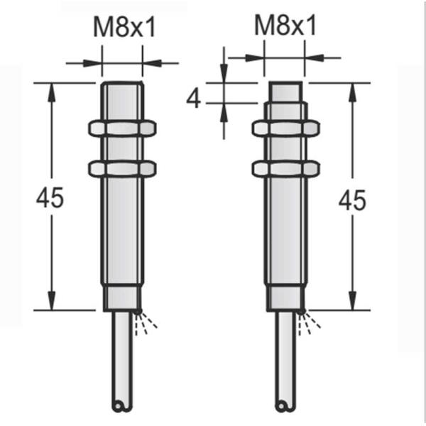 Small Capacitive Proximity Sensor Switch DC 3 Wire Stainless Steel M8 With Cable Type
