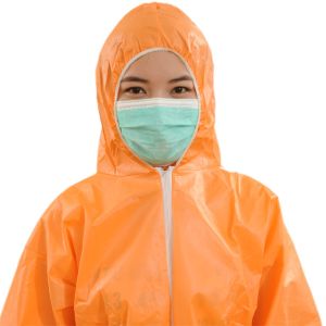 China SMS SMMS Disposable Safety Coveralls , Disposable Orange Overalls Waterproof on sale