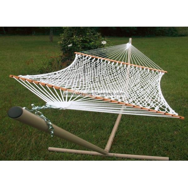 Backyard Comfortable Deluxe Polyester Rope Hammock Bright White including Two Tree Hooks