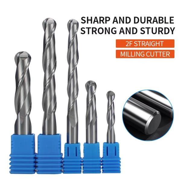 Manufacturing Production Solid Carbide 2 Flutes 3d Wood Carving Bitend Mill Ball Nose Wood Cnc High Hardness Machine Tool