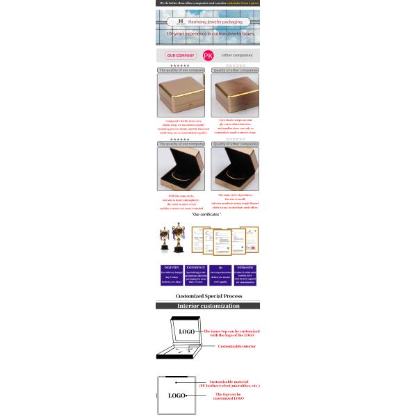 Custom Logo Light Gold LED Jewelry Box For Bracelet Necklace Earrings Ring Packing