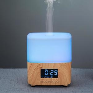 China Wood Grain Ultrasonic LCD Essential Oil Diffuser Alarm Clock wholesale