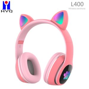 Dynamic Circle Cute Cat Ear Headphones 100dB Wireless Gaming Headset
