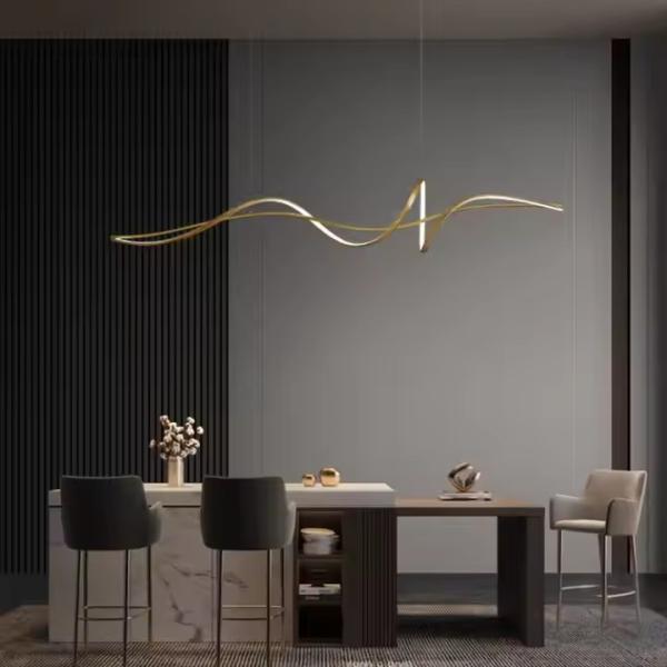 Dining Room Chandelier Fluffy Catkins Linear Italian Pendant Light Decor Luxury Dining Room Dimmable Long Strip Lamp