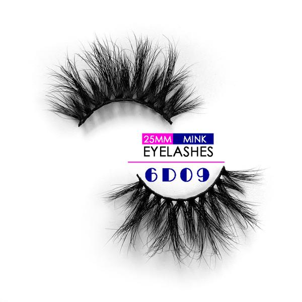 Popular 6D Mink Lashes / 25mm Mink False Eyelashes Handmade Craft