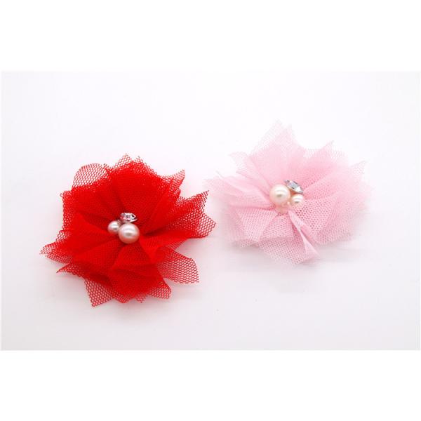 girl Chiffon flower shoe clips/Sewing Bead Handmade Flower Yarn, lace, Chiffon Grey,black,white,red,blue