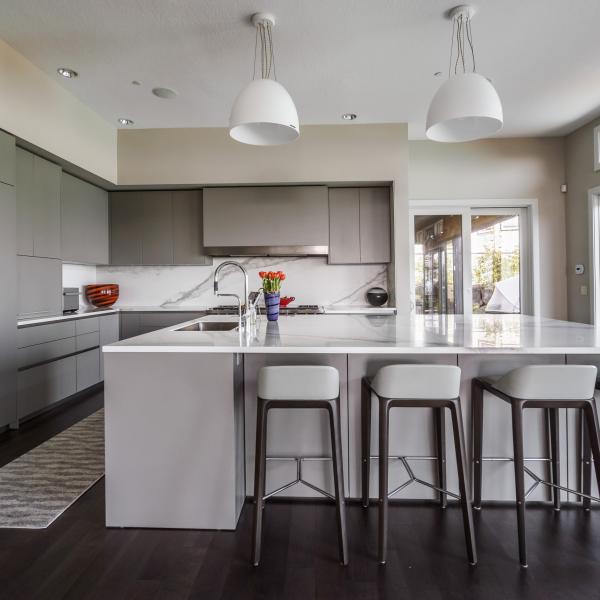 Flat Panel Lacquer Kitchen Cabinets Plywood Modern Light Grey