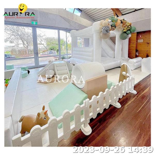 Ball Pit With Slide White Inflatable Bounce House Soft Play Equipment Package
