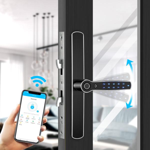 Quality FPC Fingerprint Lock Sliding Door Lock Bluetooth Zinc Alloy Handle for sale