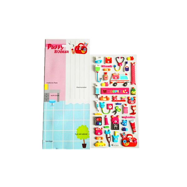 Custom Design 3mm Thickness 3D Puffy Stickers Cartoon Shapes Cute Puffy Animal Stickers