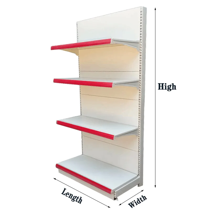 Display Gondola Supermarket Shelf High Quality Fashion White Metallic Steel Store Light Layer Supermarket Rack