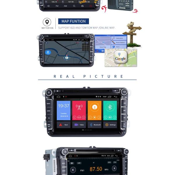 Rear Camera AUX Dvd Player For Vw Touran , Eight Core Volkswagen Touran Dvd Player
