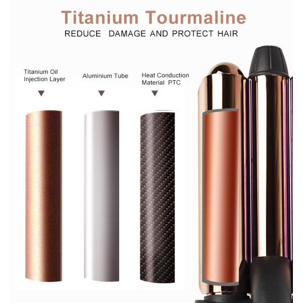 Titanium Coated Hair Curling Iron 3 Barrel Wand Temperature Adjustable With LCD Screen