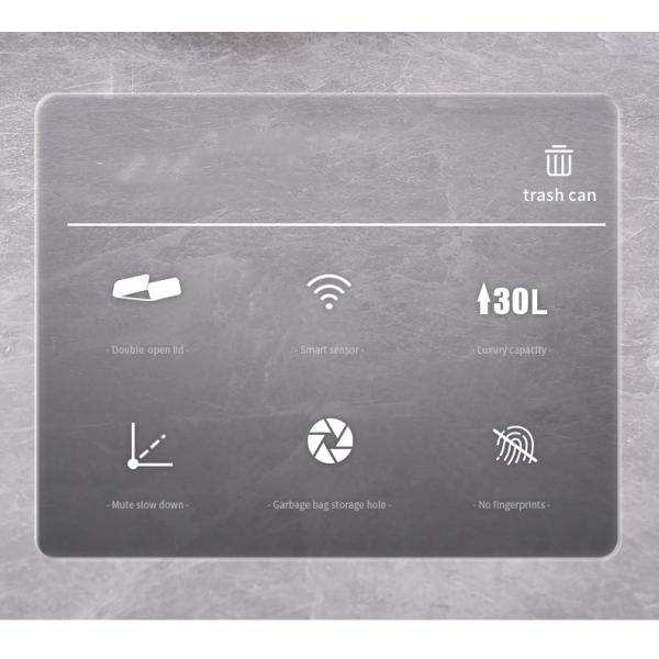 Square Motion Sensor Waste Bin OEM ODM Touchless Stainless Steel Trash Can