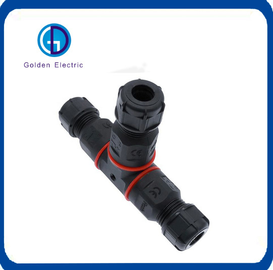 T Shape 3 Pin 250V 24A IP68 Waterproof Connector Cable Wire Gland Sleeve Connector Quick Connect Waterproof Connector