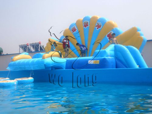 long custom inflatable obstacle course on water