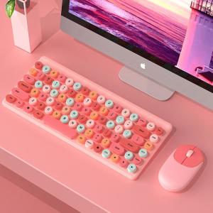 Retro 86-Key Lipstick Wireless Keyboard Mouse ABS Mechanical Keycaps