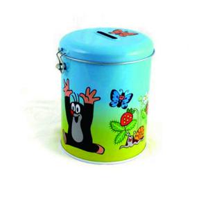 round coin bank tin box