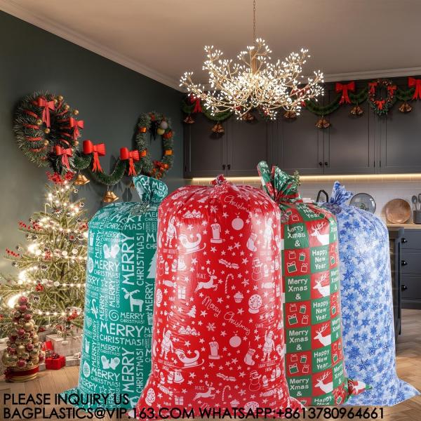 Sets Large Christmas Gift Plastic Bag 36"X60" Jumbo Gift Wrapping For Xmas Presents Oversized Party Favor